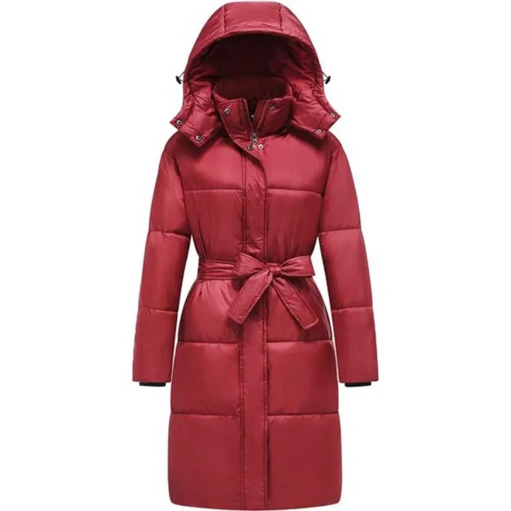 Women's Winter Coat Down Alternative Warm Long Puffer Coat with Detachable Hood